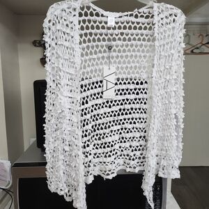 Elegant White Open-Knit Cardigan